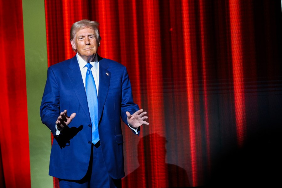 President-elect Donald Trump takes the stage before speaking at the FOX Nation Patriot Awards, Thursday, Dec. 5, 2024, in Greenvale, N.Y. (AP Photo/Heather Khalifa)